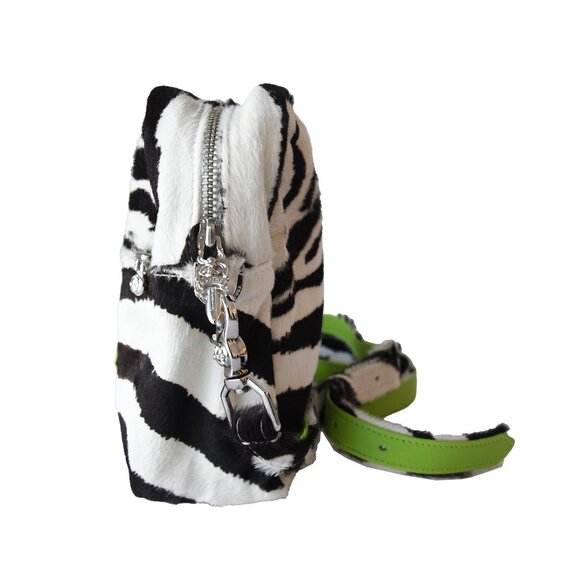 Chrome Hearts Zebra Taka Bag With Green Crosses